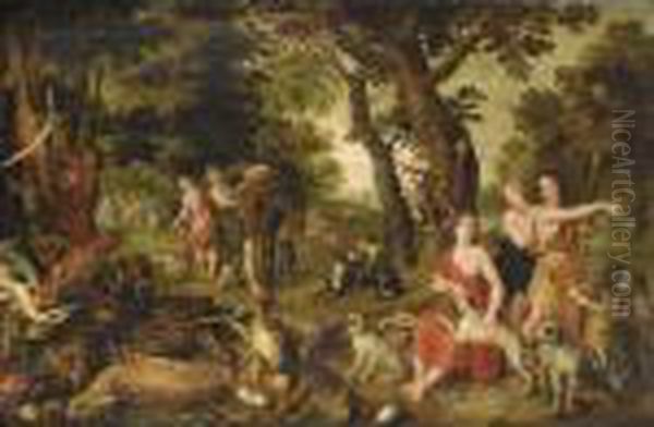 The Return Of Diana And Her Nymphs After The Hunt Oil Painting by Jan Brueghel the Younger