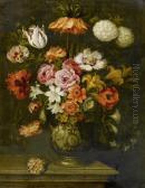 Bouquet Of Flowers In A Porcelain Vase. Oil Painting by Jan Brueghel the Younger