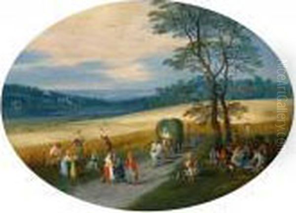 Sommerlandschaft Mitkornernte Oil Painting by Jan Brueghel the Younger