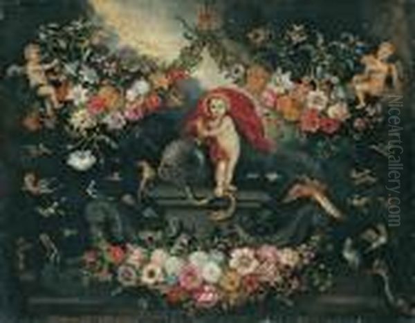 Christus Als Salvatormundi Mit Blumenfestons Oil Painting by Jan Brueghel the Younger