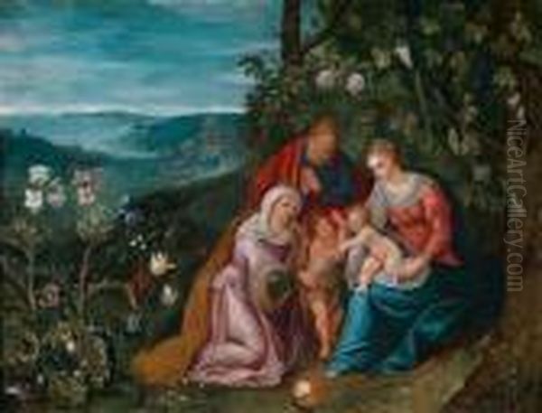 Die Heilige Familie Mitelisabeth Und Johannes In Einer Landschaft Oil Painting by Jan Brueghel the Younger