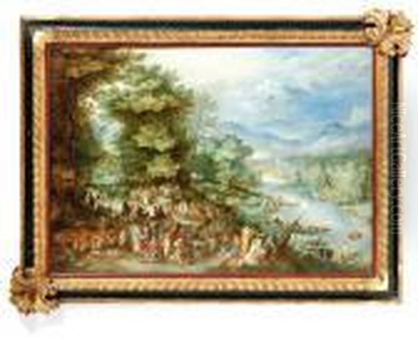 Feestend En Jagend Gezelschap Aan De Oever Van Een Rivier Oil Painting by Jan Brueghel the Younger