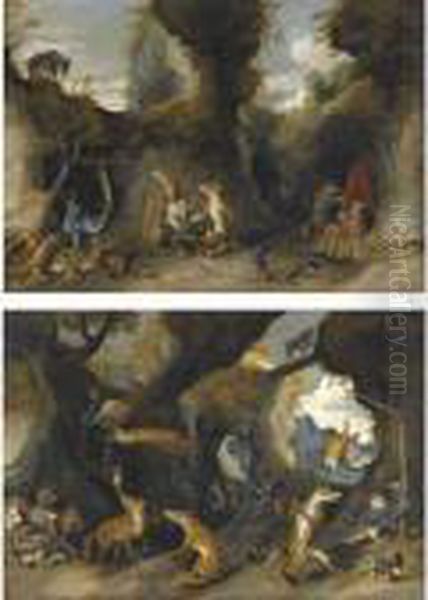 A Pair Of Allegories Derived From The 
Reinaertcyclus 
 Orfables Of Reynard The Fox Oil Painting by Jan Brueghel the Younger