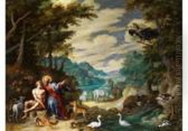 Erschaffung Adams Im Paradies Oil Painting by Jan Brueghel the Younger