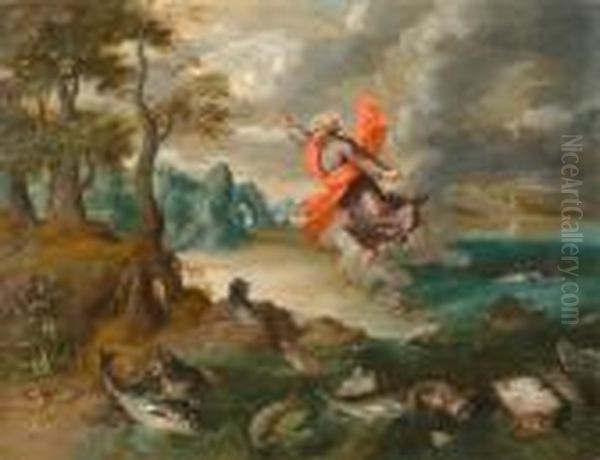 Series Of Six Paintings With The Creation Of Adam And Eve. Oil Painting by Jan Brueghel the Younger