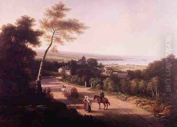 Landscape with peasants near Naples Oil Painting by Thomas Christopher Hofland