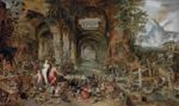 The Forge Of Vulcan Oil Painting by Jan Brueghel the Younger