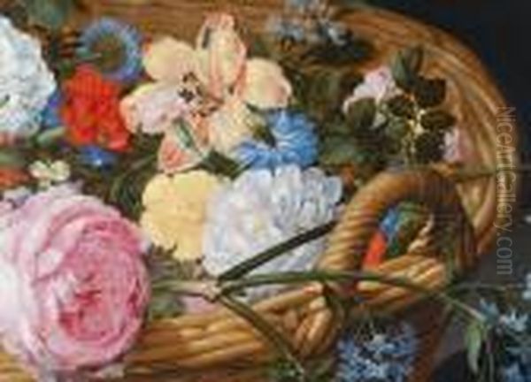 Blumenstilleben Mit Korb Und Silber-tazza Oil Painting by Jan Brueghel the Younger