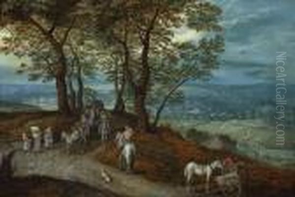 Reisende Auf Einer Anhohe. Oil Painting by Jan Brueghel the Younger