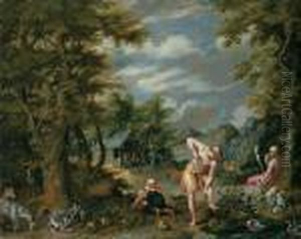 Adam Bei Der Feldarbeit. 
Signiert Unten Links: I. Breughel Fe. Ol Auf Kupfer. H 69,5; B 87,3 Oil Painting by Jan Brueghel the Younger