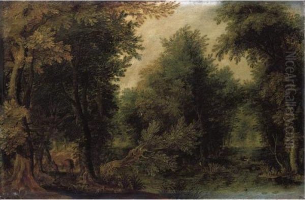 A Wooded Landscape With Travellers Oil Painting by Jan Brueghel the Younger