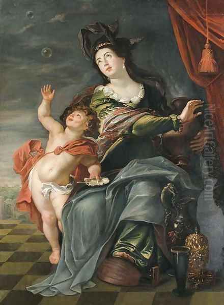 An Allegory of Human Transience Oil Painting by Jan van den Hoecke