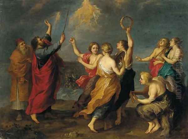 The Dance of Miriam Oil Painting by Jan van den Hoecke