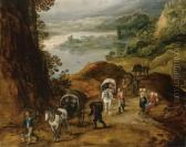 Travelers On A Mountain Path Oil Painting by Jan Brueghel the Younger