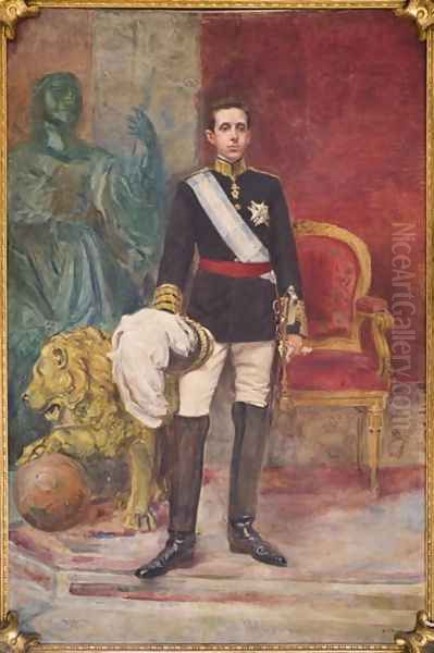 His Majesty King Alfonso XIII Oil Painting by Carlos Angel Diaz Huertas