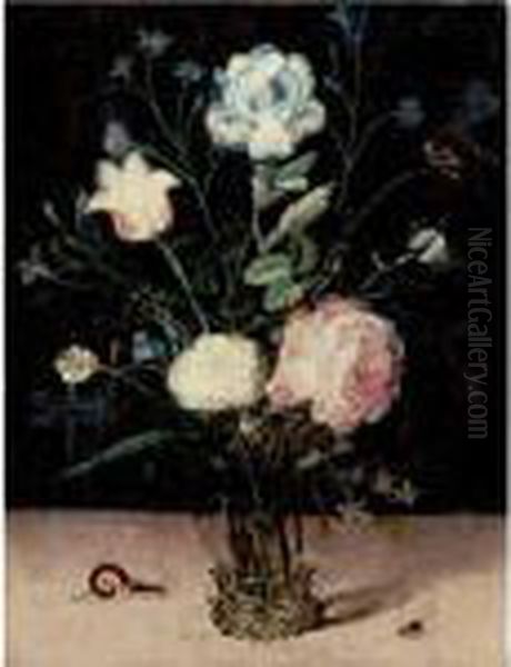 Still Life Of Flowers In A Glass Vase Oil Painting by Jan Brueghel the Younger