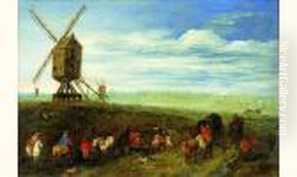 Paysage Au Moulin Avec Des Cavaliers Oil Painting by Jan Brueghel the Younger