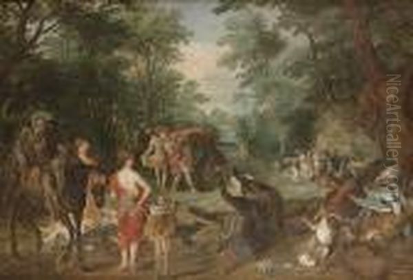 Diana The Huntress And Her Nymphs With The Spoils Of The Hunt Oil Painting by Jan Brueghel the Younger