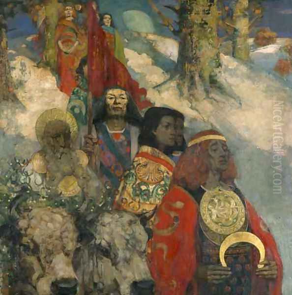 The Druids Bringing in the Mistletoe Oil Painting by George and Hornel, Edward A. Henry