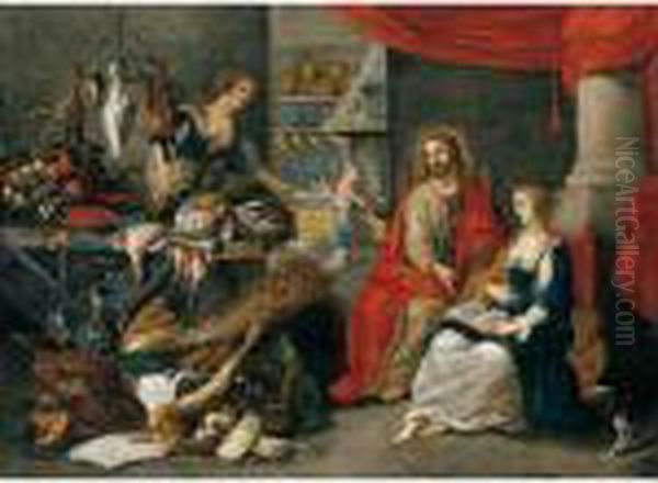 Christ In The House Of Martha And Mary Oil Painting by Jan Brueghel the Younger