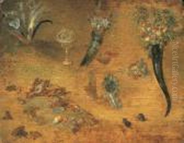 Etude De Coquillages, Fleurs, Plumes, Grenouilles Et Souris Oil Painting by Jan Brueghel the Younger