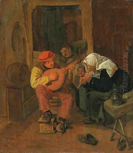 Peasants making Music in an Interior Oil Painting by Harmen Fransz. Hals