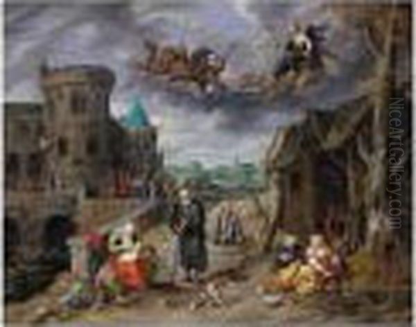 Signed Lower Left: Oil Painting by Jan Brueghel the Younger