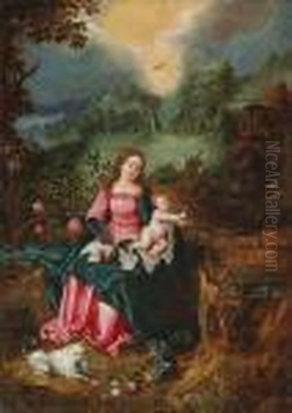 The Virgin And Child In A 
Landscape With The Annunciation To Theshepherds In The Background Oil Painting by Jan Brueghel the Younger