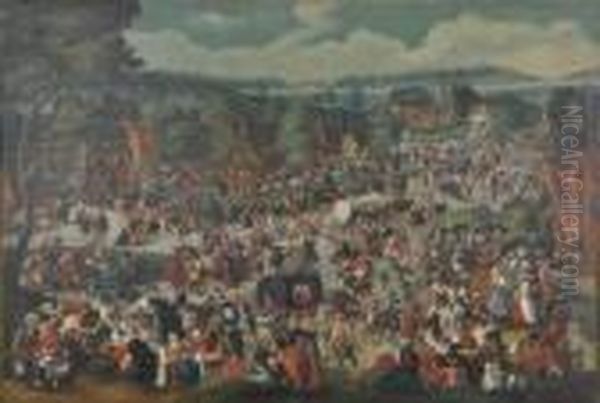 A Dutch Fair With Numerous Figures And Incidents Oil Painting by Pieter The Elder Brueghel