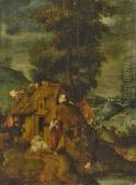 Christus Als Guter Hirte Oil Painting by Pieter The Elder Brueghel