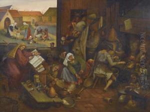 The Alchemist's Room. Oil Painting by Pieter The Elder Brueghel