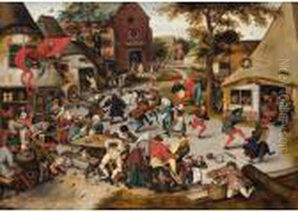 Brussels 1564-1637/8 Antwerp Oil Painting by Pieter The Elder Brueghel