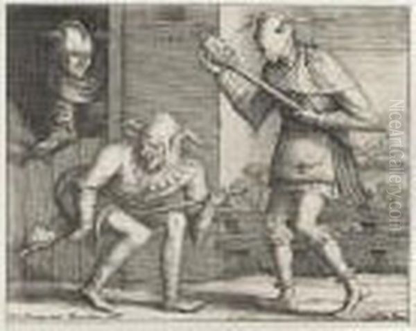 Two And Three Fools Of The Carnival (hollstein 225 And 226; Lebeer 94 And 95) Oil Painting by Pieter The Elder Brueghel