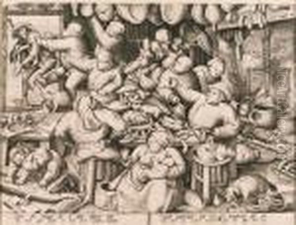 The Rich Kitchen, By Pieter Van Der Heyden (bast. 159; Holl. 159;lari 142) Oil Painting by Pieter The Elder Brueghel