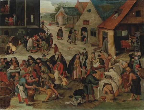 The Seven Acts Of Mercy Oil Painting by Pieter The Younger Brueghel