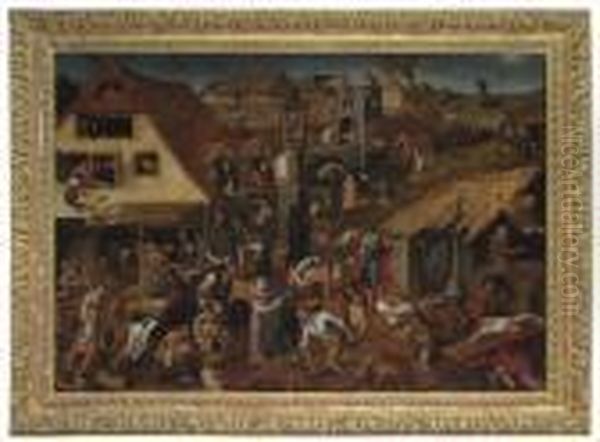 The Flemish Proverbs Oil Painting by Pieter The Younger Brueghel