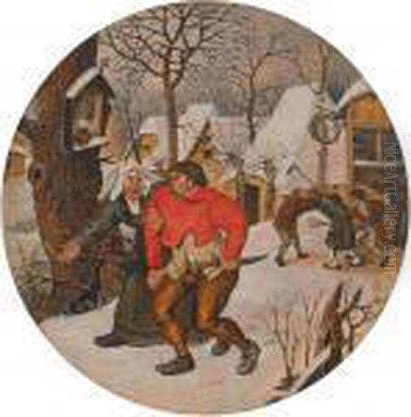 Winterlandschaft Mittrunkenbold Oil Painting by Pieter The Younger Brueghel