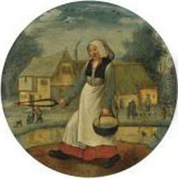 Proverb: To Carry Fire In One Hand And Water In The Other Oil Painting by Pieter The Younger Brueghel