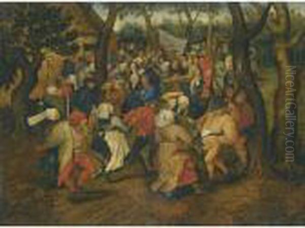 The Outdoor Wedding Feast Oil Painting by Pieter The Younger Brueghel