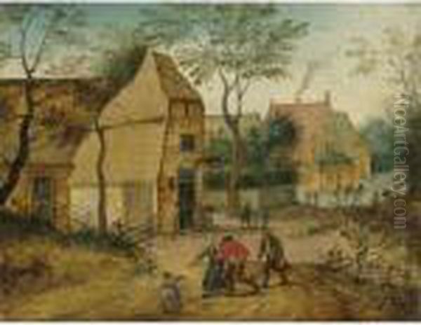 Drunkard Being Taken Home From The Tavern By His Wife Oil Painting by Pieter The Younger Brueghel