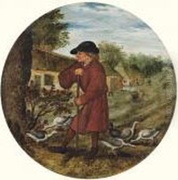 The Goose Herder Oil Painting by Pieter The Younger Brueghel