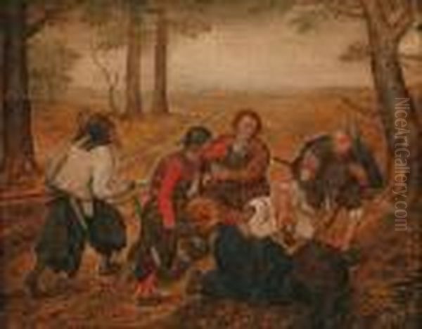 Assalto Ad Una Coppia Di Contadini Oil Painting by Pieter The Younger Brueghel