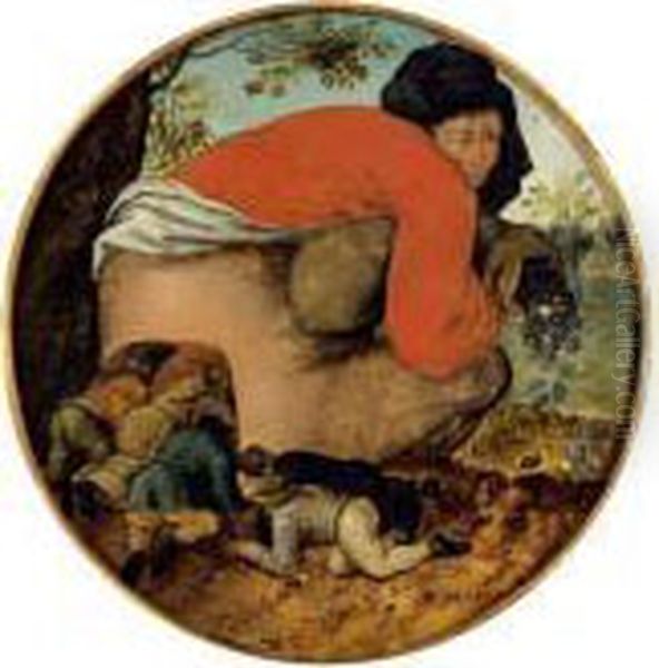 Les Flatteurs Oil Painting by Pieter The Younger Brueghel