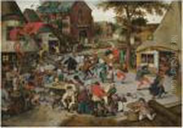 The Kermesse Of Saint George Oil Painting by Pieter The Younger Brueghel