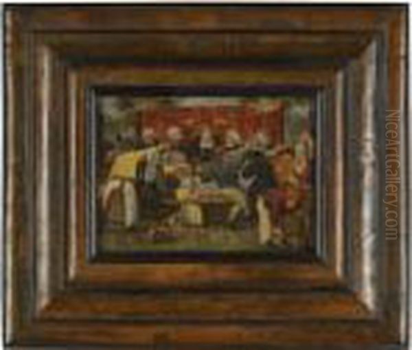 A Wedding Feast Oil Painting by Pieter The Younger Brueghel