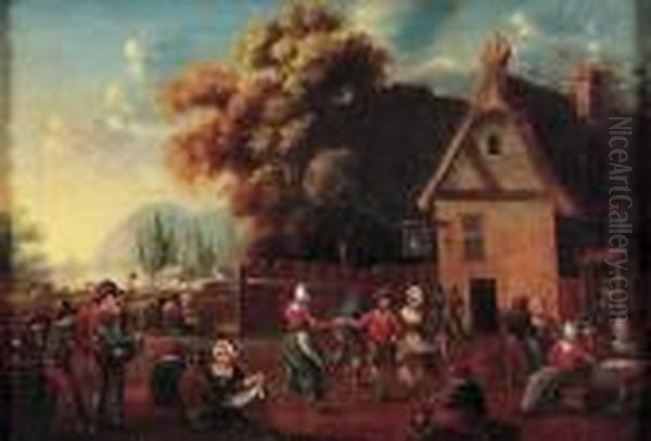 Festivities Outside A Tavern Oil Painting by Pieter The Younger Brueghel