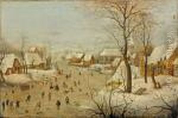 Paysage D'hiver Avec La Trappe Aux Oiseaux Oil Painting by Pieter The Younger Brueghel