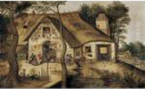 L' Auberge St. Michel Oil Painting by Pieter The Younger Brueghel