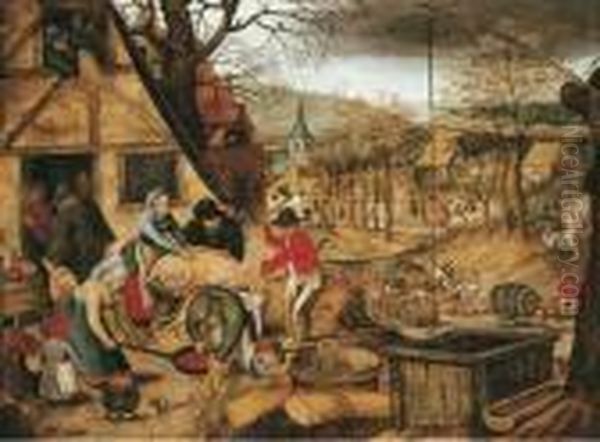 Autumn: An Allegory Of One Of The Four Seasons Oil Painting by Pieter The Younger Brueghel