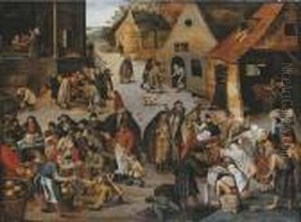 The Seven Acts Of Mercy Oil Painting by Pieter The Younger Brueghel